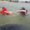 Swimming in the lake